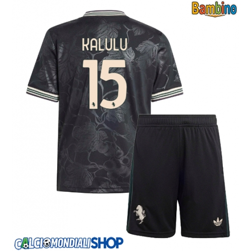 Maglie da calcio Juventus Pierre Kalulu #15 Terza Maglia Bambino 2025-26 Manica Corta + Pantaloni corti)